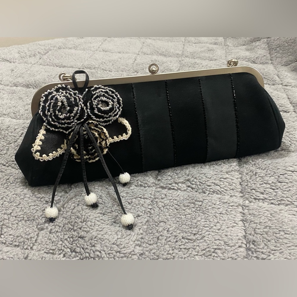Beautiful black and white clutch bag